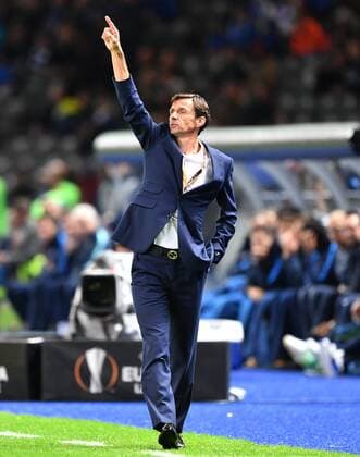 Cuco Ziganda team manager Bilbao at Field edge Hertha BSC Berlin Athletic Bilbao Europe League Group stage 1 Matchday Football Football Soccer men Men Men Germany Germany Berlin 14 9 2017 Olympic Stadium