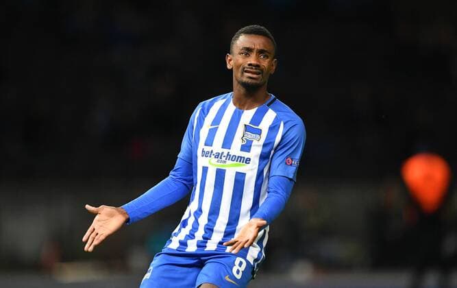 Salomon Kalou Hertha BSC disappointed After a vertanen Chance Hertha BSC Berlin Athletic Bilbao Europe League Group stage 1 Matchday Football Football Soccer men Men Men Germany Germany Berlin 14 9 2017 Olympic Stadium