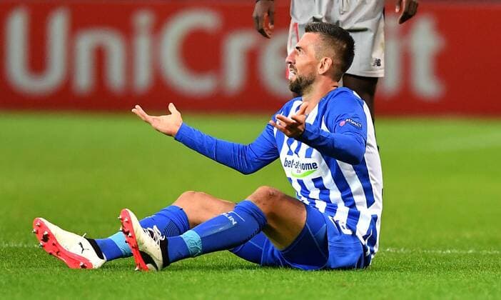 Vedad Ibisevic Hertha BSC disappointed at Bottom Hertha BSC Berlin Athletic Bilbao Europe League Group stage 1 Matchday Football Football Soccer men Men Men Germany Germany Berlin 14 9 2017 Olympic Stadium