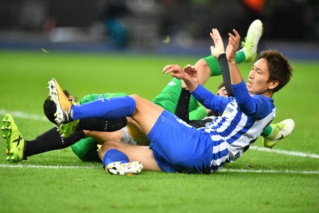Genki Haraguchi Hertha BSC disappointed at Bottom After a grand Torchance rear Iago Mr woman Goalkeeper Bilbao Hertha BSC Berlin Athletic Bilbao Europe League Group stage 1 Matchday Football Football Soccer men Men Men Germany Germany Berlin 14 9 2017 Olympic Stadium