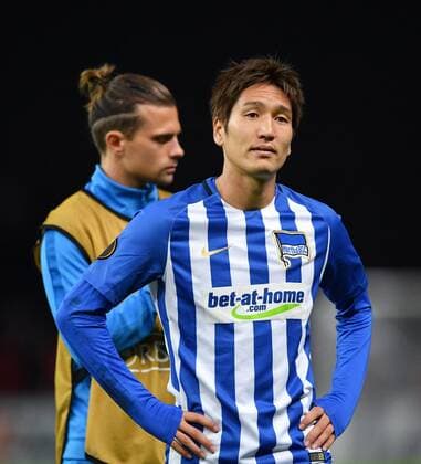 Genki Haraguchi Hertha BSC After the Game always yet disappointed due his Torchance rear Valentin Stocker Hertha BSC Hertha BSC Berlin Athletic Bilbao Europe League Group stage 1 Matchday Football Football Soccer men Men Men Germany Germany Berlin 14 9 2017 Olympic Stadium