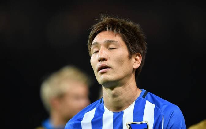 Genki Haraguchi Hertha BSC After the Game always yet disappointed due his Torchance Hertha BSC Berlin Athletic Bilbao Europe League Group stage 1 Matchday Football Football Soccer men Men Men Germany Germany Berlin 14 9 2017 Olympic Stadium