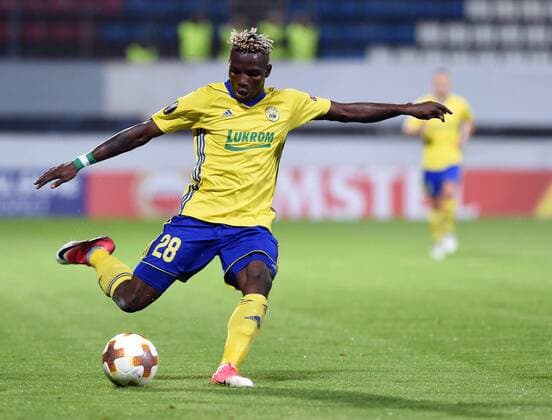 UBONG MOSES EKPAI of Zlin in action during the Football Europa League 1st round group F match: Fastav Zlin vs Sheriff Tiraspol in Olomouc, Czech Republic, September 14, 2017. (CTKxPhoto LudekxPerina) CTKPhotoP201709141023801  LPE 009