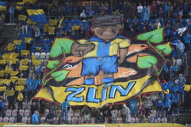 Fans of Zlin in action during the Football Europa League 1st round group F match: Fastav Zlin vs Sheriff Tiraspol in Olomouc, Czech Republic, September 14, 2017. (CTKxPhoto LudekxPerina) CTKPhotoP201709141036001  LPE 016K