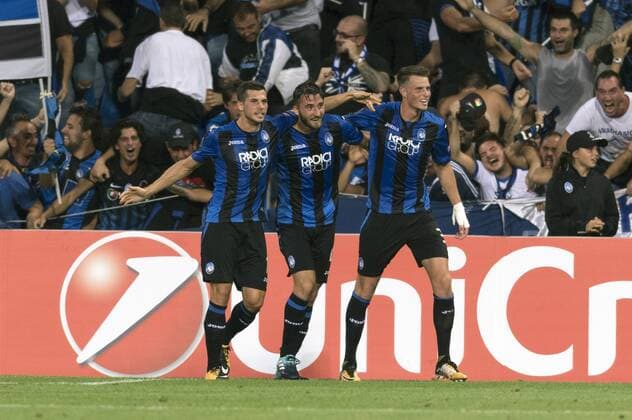 Bryan Cristante (Atalanta), SEPTEMBER 14, 2017 - Football Soccer : Bryan Cristante (C) of Atalanta celebrates after scoring their 3rd goal during the UEFA Europa League Group E match between Atalanta BC 3-0 Everton FC at Mapei Stadium - Citta del Tricolore in Reggio Emilia, Italy. Noxthirdxpartyxsales  (ptmb113588)
