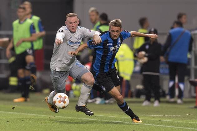 Wayne Rooney (Everton), Timothy Castagne (Atalanta), SEPTEMBER 14, 2017 - Football Soccer : UEFA Europa League Group E match between Atalanta BC 3-0 Everton FC at Mapei Stadium - Citta del Tricolore in Reggio Emilia, Italy. Noxthirdxpartyxsales  (ptmb113656)