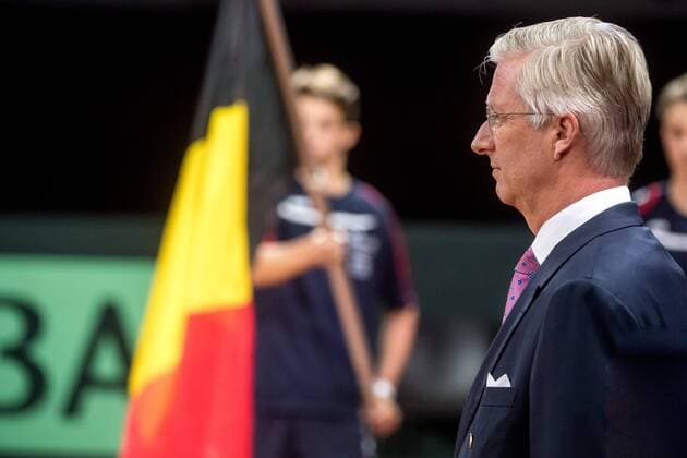 Bilder des Tages - SPORT Belgium , Brussels , Sep 13 , 2017 - Davis Cup World Group semi-final between Belgium and Australia, between Belgian David Goffin and Australian John Millman - Opening Ceremony - King Philippe Filip of Belgium Copyright Danny Gys Reporters xxGYS 