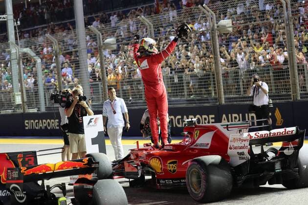 Singapore Grand Prix 14 - 17 September 2017 16.09.2017 - Qualifying, Sebastian Vettel (GER) Scuderia Ferrari SF70H pole position 