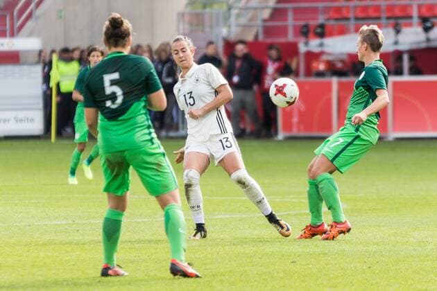 v left Spela SLO 5 Sara Däbritz ger 13 Kristina Erman SLO 7 Football Women international match Germany Slovenia xprx