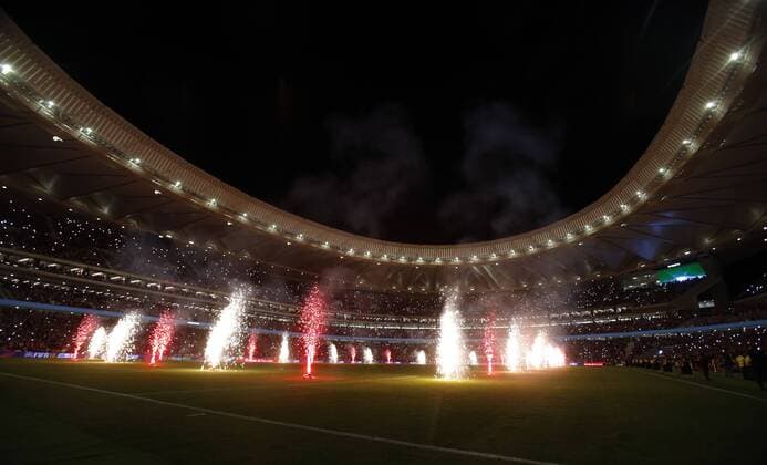 Fußball, Atletico Madrid - FC Malaga Partido de Liga entre el Atlético y el Málaga en el Wanda Metropolitano. . Spanish League match between Atlético and Málaga at Wanda Metropolitano stadium. 