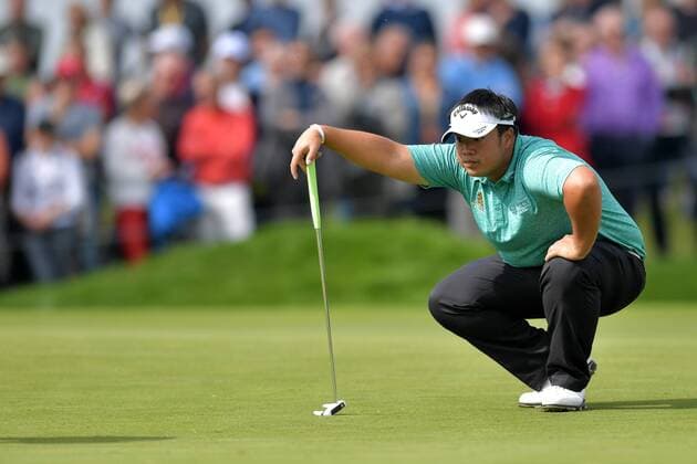 17-09-2017 GOLF:KLM OPEN:SPIJK KLM Open 2017 , The Dutch, finaledag Kiradech Aphibarnrat THA bekijkt de lijn voor zijn put Foto: Henk Seppen xVIxVIxImagesx xSoenarxChamidxsportfotografiexIVx 8778460