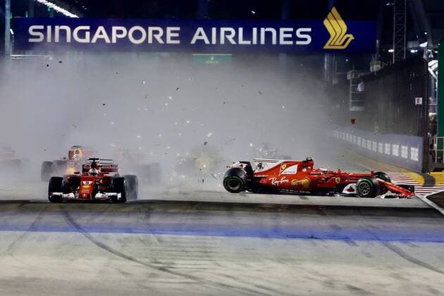 Crash Kimi Raikkonen Fin 7 Scuderia Ferrari grand Prize from Singapore 2017 Race motor aviation Formula 1 17 09 2017 Singapore Copyright: xAndre Eibner-Pressefotox EP_JAE