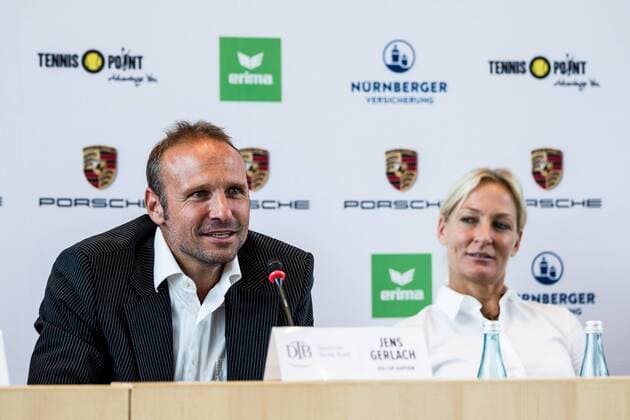 Jens Gerlach Fed Cup Captain German Tennis Confederation and Barbara Rittner DTB DTB Press conference Stuttgart City Hall Stuttgart Copyright: xWuechner Eibner-Pressefotox EP_NWR