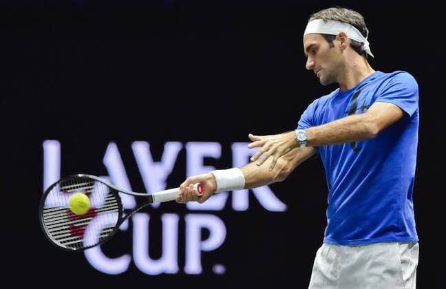 Swiss tennis player ROGER FEDERER in action during the training session prior to the first edition of the Laver Cup tennis tournament in Prague, Czech Republic, on September 20, 2017. The team of Europe will compete with the world selection. (CTKxPhoto VitxSimanek) CTKPhotoP201709200852901  VIS 003