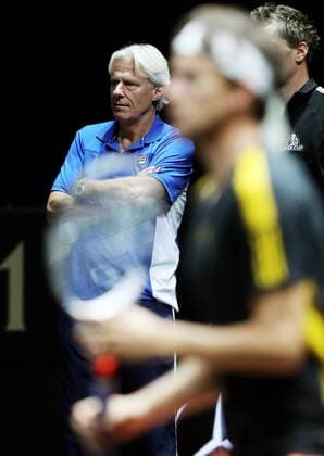 TENNIS - Laver Cup 2017 PRAGUE,CZECH REPUBLIC,22.SEP.17 - TENNIS - Laver Cup, Team Europe vs Team World. Image shows Bjoern Borg (SWE) and Dominic Thiem (AUT). GEPAxpictures xMatthiasxHauer