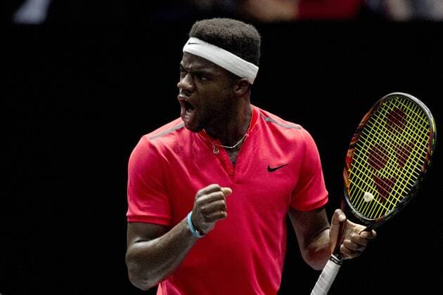 US tennis player FRANCIS TIAFOE (Team World) gestures during the first match, singles, within the first edition of the Laver Cup tennis tournament in Prague, Czech Republic, on September 22, 2017. (CTKxPhoto MichalxKamaryt) CTKPhotoP201709220560701  kmt 14