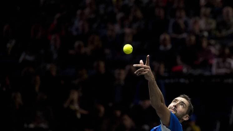 Croatian tennis player MARIN CILIC (Team Europe) in action during the first match, singles, within the first edition of the Laver Cup tennis tournament in Prague, Czech Republic, on September 22, 2017. (CTKxPhoto MichalxKamaryt) CTKPhotoP201709220608101  kmt 21