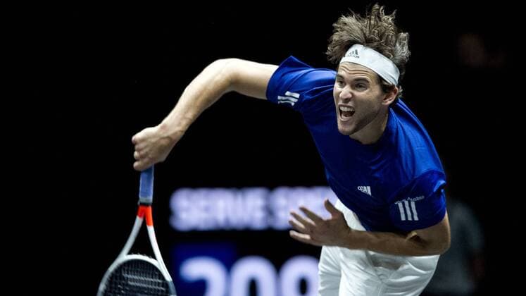 Austrian tennis player DOMINIC THIEM (Team Europe) in action during the second singles match within the first edition of the Laver Cup tennis tournament in Prague, Czech Republic, on September 22, 2017. (CTKxPhoto MichalxKamaryt) CTKPhotoP201709220755701  kmt 36
