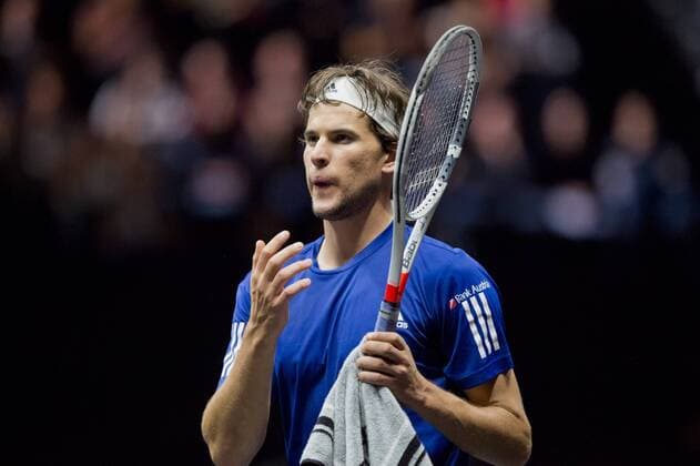 Austrian tennis player DOMINIC THIEM (Team Europe) in action during the second singles match within the first edition of the Laver Cup tennis tournament in Prague, Czech Republic, on September 22, 2017. (CTKxPhoto VitxSimanek) CTKPhotoP201709220793001  VIS 004