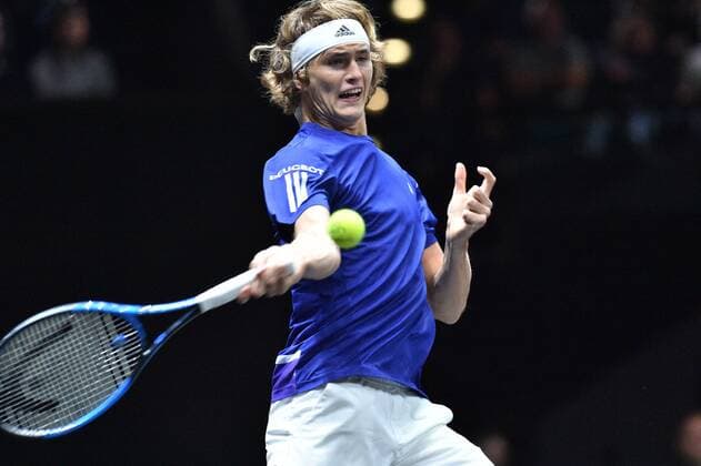 German tennis player ALEXANDER ZVEREV (Team Europe) in action during the second singles match within the first edition of the Laver Cup tennis tournament in Prague, Czech Republic, on September 22, 2017. (CTKxPhoto VitxSimanek) CTKPhotoP201709220915801  VIS_6341