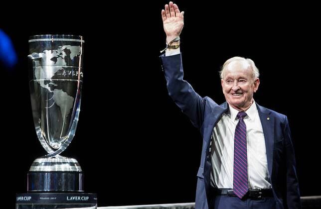 September 22, 2017 - Prague, Czech Republic - Rod Laver with his trophy during the opening ceremony at the first day at Laver Cup on Sept 22, 2017 in Prague, Czech Republic. Laver Cup - Day One  - ZUMAn230 20170922_zaa_n230_261 Copyright: xRobertxSzaniszlox