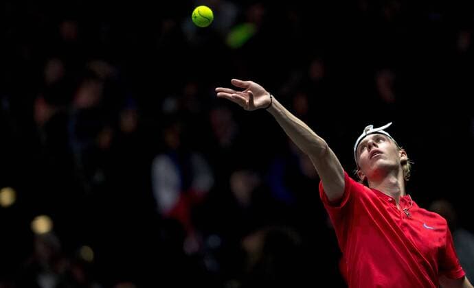 September 22, 2017 - Prague, Czech Republic - Team World player Denis Shapovalov of Canada serves against Team Europe player Alexander Zverev of Germany during the first day at Laver Cup on Sept 22, 2017 in Prague, Czech Republic. Laver Cup - Day One  - ZUMAn230 20170922_zaa_n230_504 Copyright: xRobertxSzaniszlox