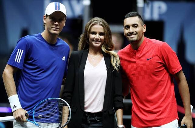 TENNIS - Laver Cup 2017 PRAGUE,CZECH REPUBLIC,23.SEP.17 - TENNIS - Laver Cup, Team Europe vs Team World. Image shows Tomas Berdych (CZE), Daniela Hantuchova (SVK) and Nick Kyrgios (AUS). GEPAxpictures xMatthiasxHauer