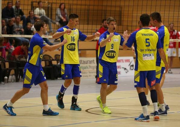 23.09.2017 - Volleyball - 2. Bundesliga Süd Männer - Saison 2016 2017 - SV Schwaig - SV Fellbach - JüRa - SV Schwaig Jubel Freude