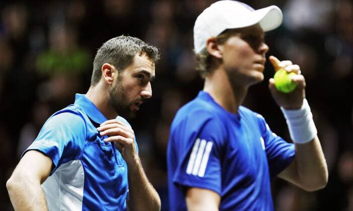 TENNIS - Laver Cup 2017 PRAGUE,CZECH REPUBLIC,24.SEP.17 - TENNIS - Laver Cup, Team Europe vs Team World. Image shows Marin Cilic (CRO) and Tomas Berdych (CZE). GEPAxpictures xMatthiasxHauer