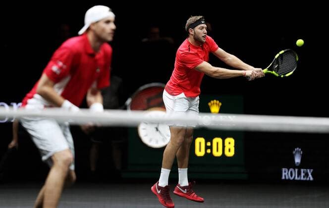 TENNIS - Laver Cup 2017 PRAGUE,CZECH REPUBLIC,24.SEP.17 - TENNIS - Laver Cup, Team Europe vs Team World. Image shows John Isner and Jack Sock (USA). GEPAxpictures xMatthiasxHauer