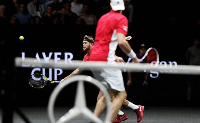 TENNIS - Laver Cup 2017 PRAGUE,CZECH REPUBLIC,24.SEP.17 - TENNIS - Laver Cup, Team Europe vs Team World. Image shows Jack Sock and John Isner (USA). GEPAxpictures xMatthiasxHauer