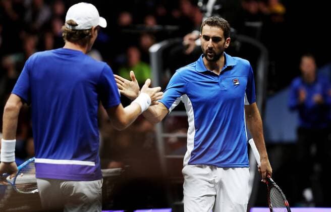 TENNIS - Laver Cup 2017 PRAGUE,CZECH REPUBLIC,24.SEP.17 - TENNIS - Laver Cup, Team Europe vs Team World. Image shows Tomas Berdych (CZE) and Marin Cilic (CRO). GEPAxpictures xMatthiasxHauer