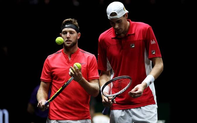 TENNIS - Laver Cup 2017 PRAGUE,CZECH REPUBLIC,24.SEP.17 - TENNIS - Laver Cup, Team Europe vs Team World. Image shows Jack Sock and John Isner (USA). GEPAxpictures xMatthiasxHauer