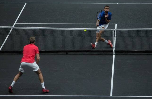 September 24, 2017 - Prague, Czech Republic - Team Europe players Tomas Berdych and Marin Cilic plays against Team World players Jack Sock and John Isner during the third day at Laver Cup on Sept 24, 2017 in Prague, Czech Republic. Laver Cup - Day Three  - ZUMAn230 20170924_zaa_n230_047 Copyright: xRobertxSzaniszlox