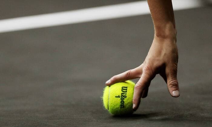 TENNIS - Laver Cup 2017 PRAGUE,CZECH REPUBLIC,24.SEP.17 - TENNIS - Laver Cup, Team Europe vs Team World. Image shows a tennisball and a hand. GEPAxpictures xMatthiasxHauer