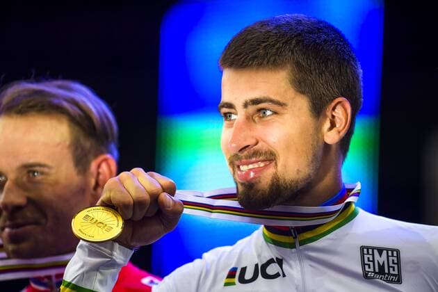 Bilder des Tages - SPORT 170924 Peter Sagan of Slovakia celebrates after the Men Elite Road Race on September 24, 2017 in Bergen. Photo: Jon Olav Nesvold BILDBYRAN kod JE 160029  Copyright: JONxOLAVxNESVOLD BB170924BB289