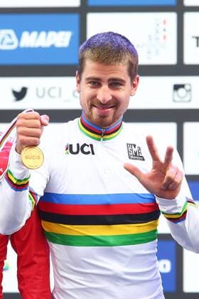 BERGEN, 24.09.2017 MISTRZOSTWA SWIATA W KOLARSTWIE SZOSOWYM UCI 2017 ROAD WORLD CHAMPIONSHIPS WYSCIG SZOSA MEZCZYZNI ELITA ROAD RACE MEN ELITE n z. DEKORACJA - ALEXANDER KRISTOFF, PETER SAGAN , MICHAEL MATTHEWS FOTO: TOMASZ MARKOWSKI NEWSPIX.PL --- Newspix.pl  20170924TOM45