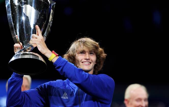 TENNIS - Laver Cup 2017 PRAGUE,CZECH REPUBLIC,24.SEP.17 - TENNIS - Laver Cup, Team Europe vs Team World. Image shows Alexander Zverev (GER). Keywords: trophy. GEPAxpictures xMatthiasxHauer