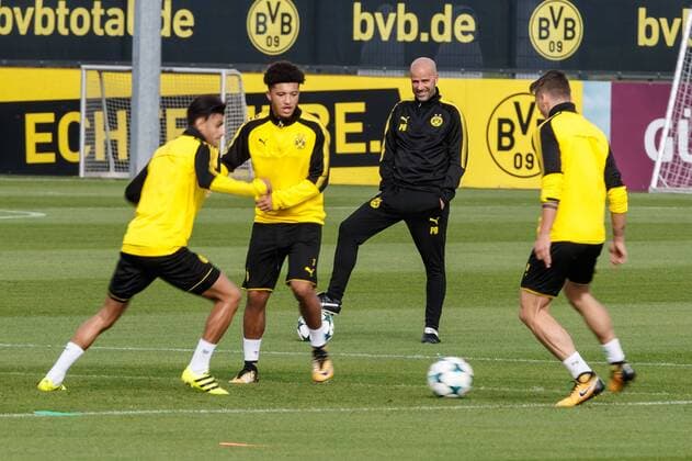 Dortmund, Germany, Training BV Borussia Dortmund, BVB, Trainer Peter Bosz (BVB) guckt ( DeFodi507