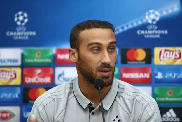 Besiktas s Football Team Player Cenk Tosun gives a press conference PK Pressekonferenz on the eve of the team s a day before their UEFA Champions League Group G match against RB Leipzig on September 25, 2017 in Istanbul , Turkey. 