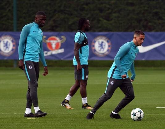 September 26, 2017 - London, United Kingdom - Chelsea s Eden Hazard.during Chelsea Training session priory to they game against Atletico Madrid at Chelsea Training Ground on in Cobham, 26 Sept 2017 Chelsea Training Session  - ZUMAn230 20170926_zaa_n230_013 Copyright: xKieranxGalvinx