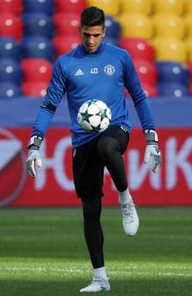 MOSCOW, RUSSIA - SEPTEMBER 26, 2017: Manchester United ManU s goalkeeper Joel Pereira during a training session ahead of the 2017 18 UEFA Champions League Group A Round 2 football match against CSKA Moscow at VEB Arena. The game is scheduled for September 27, 2017. Valery Sharifulin TASS  TS061F2D
