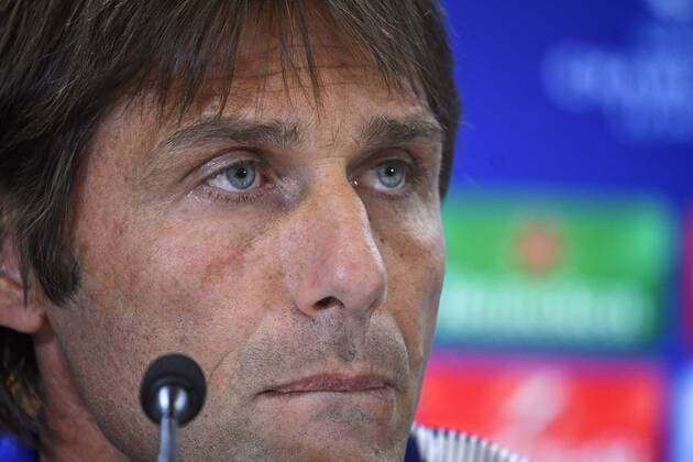Chelsea press conference PK Pressekonferenz Chelsea manager Antonio Conte during the Chelsea press conference at the Wanda Metropolitano Stadium, Madrid Content Not Available For UK Newspapers Copyright: xKristianxKanex FIL-10720-0014