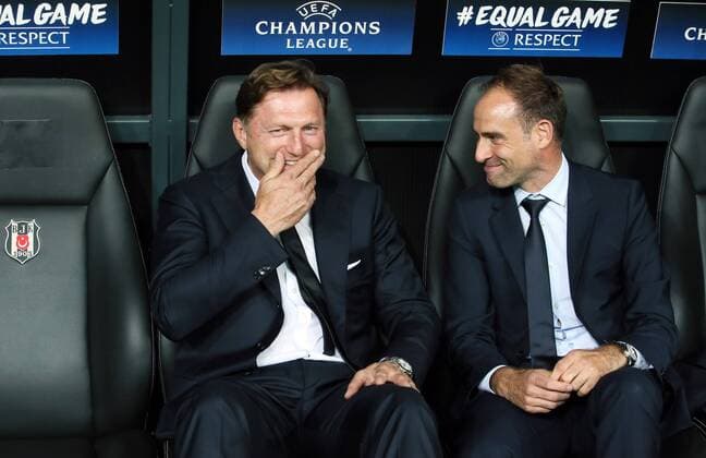 Besiktas Istanbul - RB Leipzig Fussball Champions League Istanbul, 26.09.2017, Vodafone Park, Fussball, UEFA Champions League, Gruppe G, 2.Spieltag , Besiktas Istanbul vs. RB Leipzig , Im Bild; Trainer Ralph Hasenhüttl Hasenhuettl, RB Leipzig und Oliver Mintzlaff (Vorstandsvorsitzender RB Leipzig) ,
