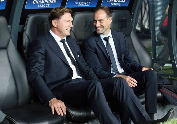 Besiktas Istanbul - RB Leipzig Fussball Champions League Istanbul, 26.09.2017, Vodafone Park, Fussball, UEFA Champions League, Gruppe G, 2.Spieltag , Besiktas Istanbul vs. RB Leipzig , Im Bild; Trainer Ralph Hasenhüttl Hasenhuettl, RB Leipzig und Oliver Mintzlaff (Vorstandsvorsitzender RB Leipzig) ,