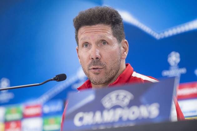 Atletico de Madrid s coach Diego Simeone attends to press conference PK Pressekonferenz before UEFA Champions League match between Atletico de Madrid and Chelsea at Wanda Metropolitano in Madrid, Spain September 26, 2017.  (20170926052)