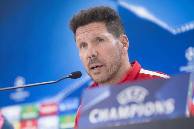 Atletico de Madrid s coach Diego Simeone attends to press conference PK Pressekonferenz before UEFA Champions League match between Atletico de Madrid and Chelsea at Wanda Metropolitano in Madrid, Spain September 26, 2017.  (20170926053)