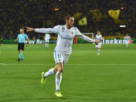26.09.2017, Fussball Champions League, Saison 2017 2018, Vorrunde, 2. Spieltag, Borussia Dortmund - Real Madrid, Jubel Gareth Bale (Real Madrid) Team2