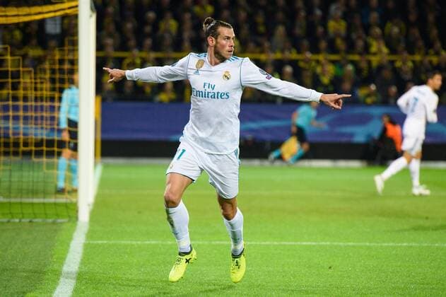 GER, UEFA CL, Borussia Dortmund (GER) vsÊReal Madrid (ESP) 26.09.2017, Signal Iduna Park, Dortmund, Group stage, Gruppe H, GER, UEFA CL, Borussia Dortmund (GER) vsÊReal Madrid (ESP), im Bild Torjubel Jubel Gareth Bale ( 11 Madrid) nach 0-1 Madrid nordphotox xKurth nph00016
