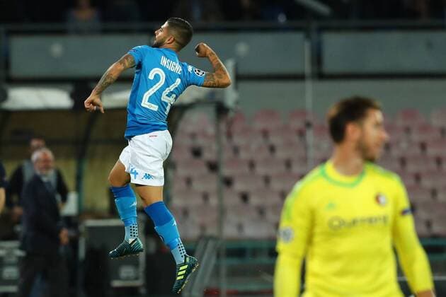Esultanza dopo il gol di Lorenzo Insigne Napoli goal celebration Napoli 26-09-2017 Stadio San Paolo Football Calcio UEFA Champions League 2017 2018 Napoli - Feyenoord Group F Foto Cesare Purini Insidefoto cesarexpurini